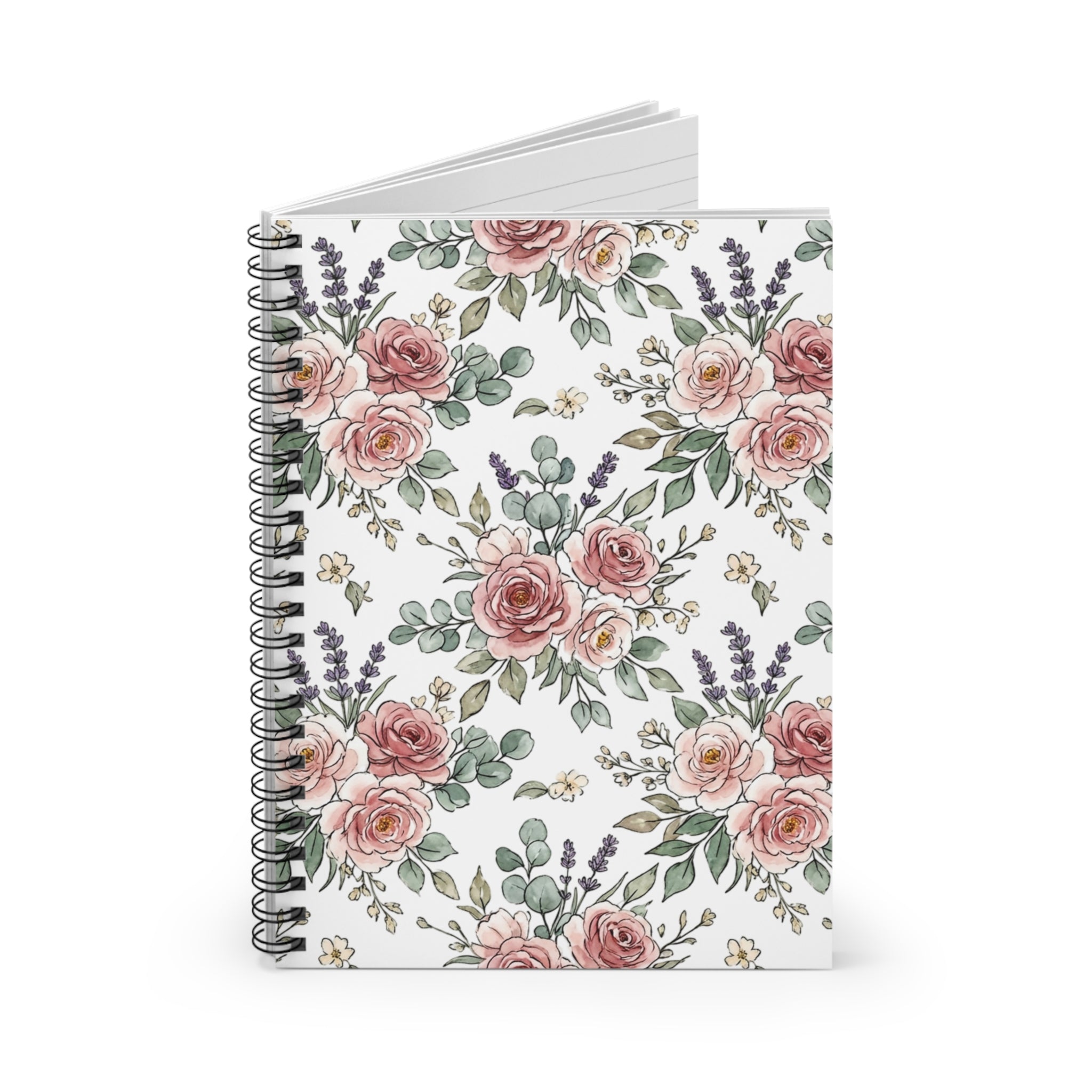 Floral Rose Spiral Notebook — Ruled Lined Journal for Notes & Gifts