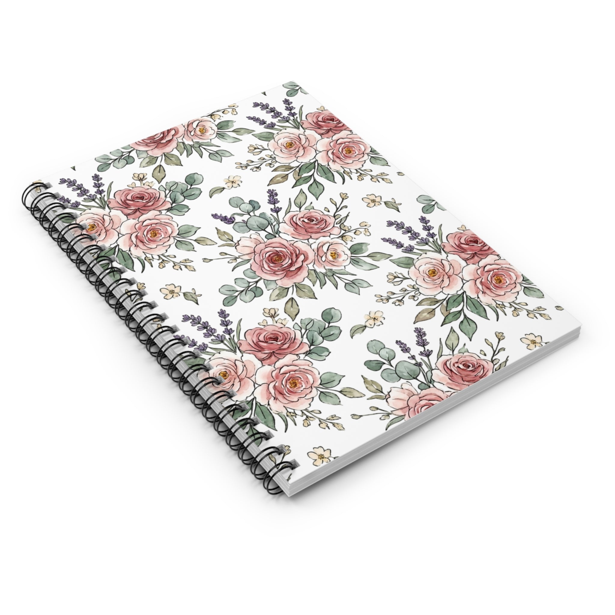 Floral Rose Spiral Notebook — Ruled Lined Journal for Notes & Gifts