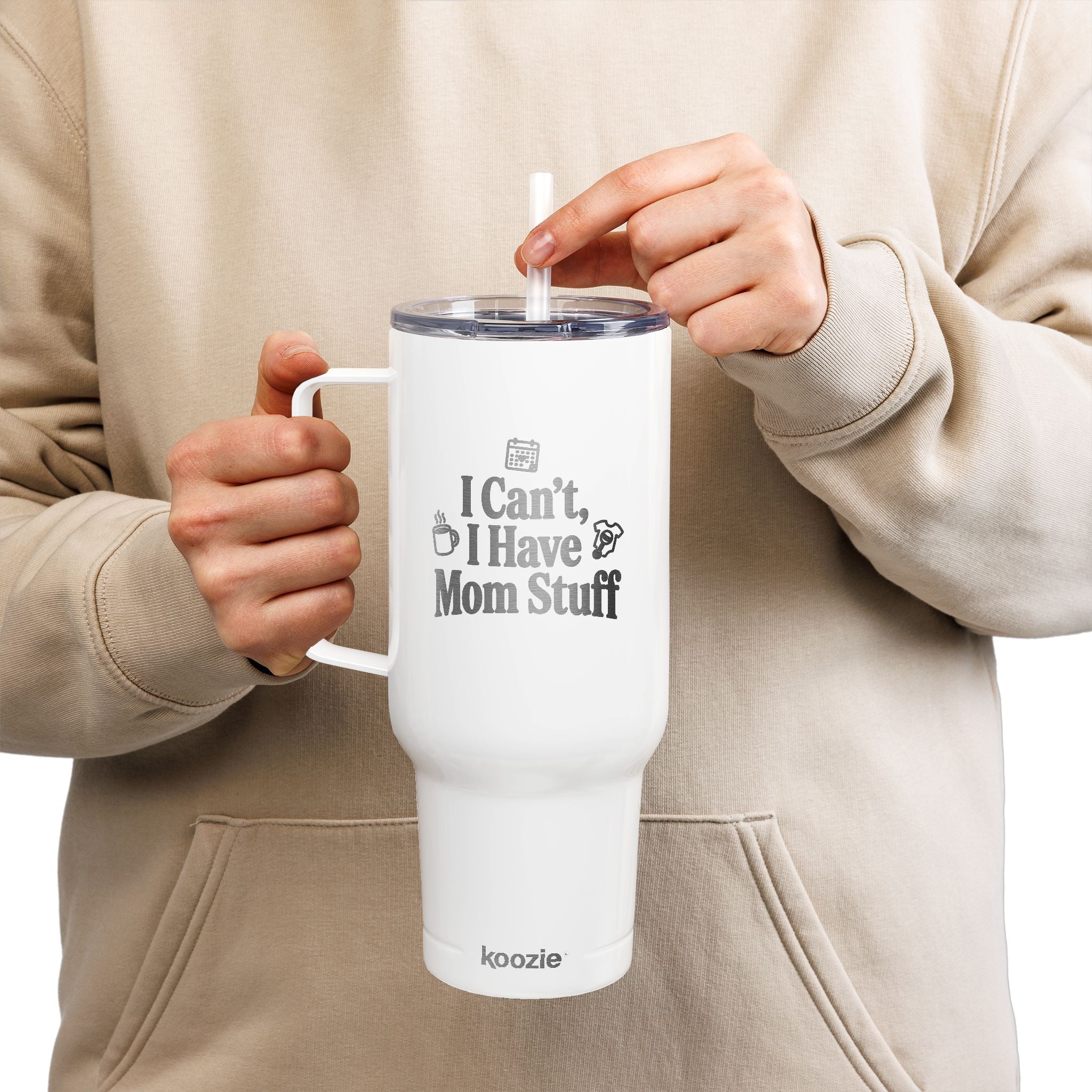 40oz Engraved Insulated Tumbler — “I Can't, I Have Mom Stuff” Travel Mug