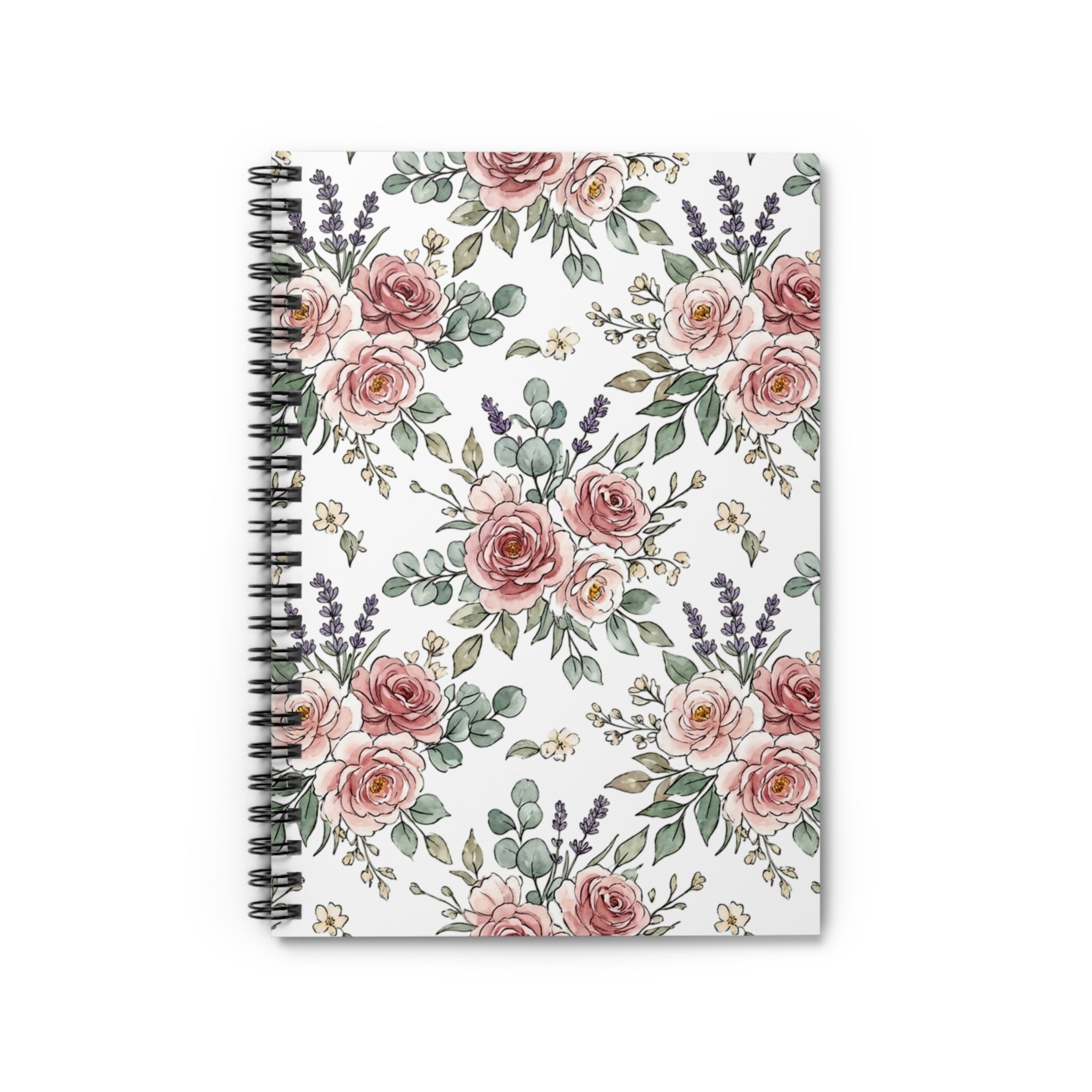 Floral Rose Spiral Notebook — Ruled Lined Journal for Notes & Gifts