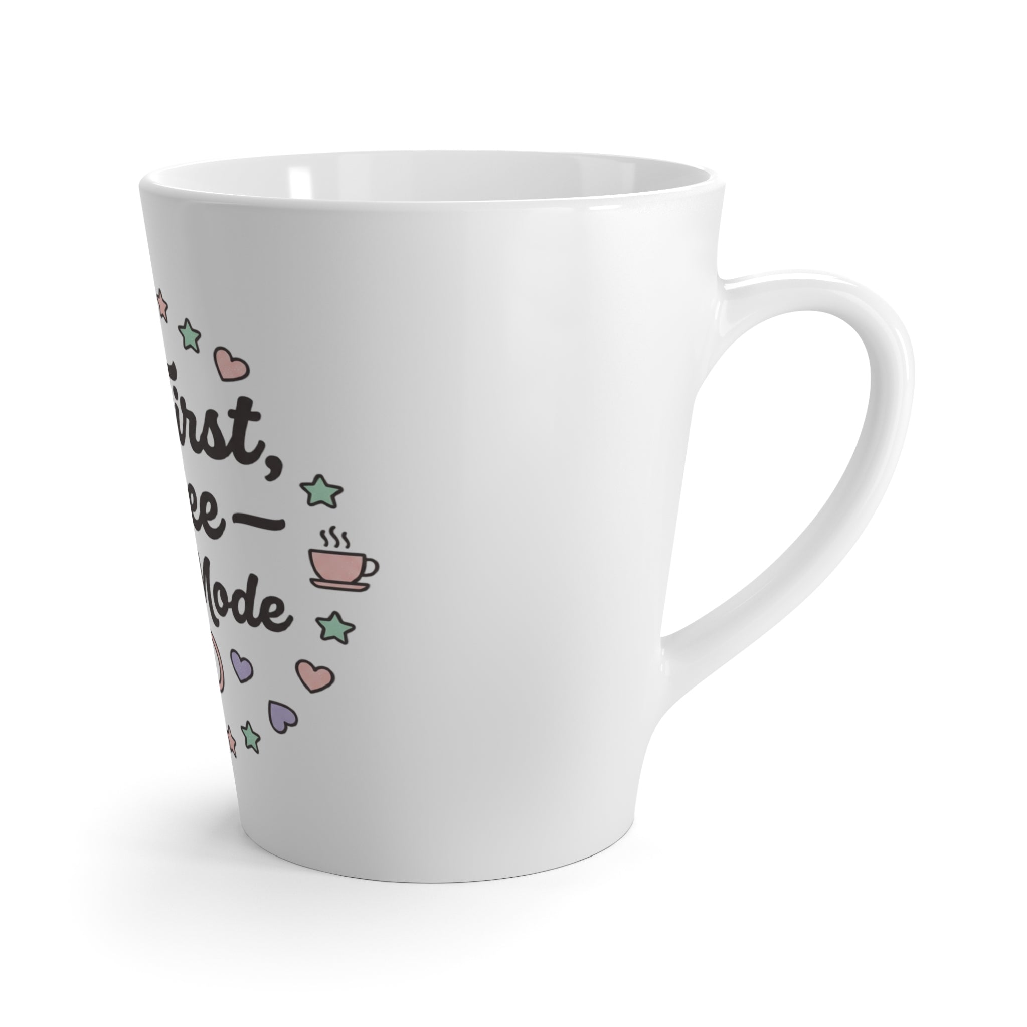 But First Coffee Latte Mug – "Mom Mode On" Cute Pastel Coffee Cup, Gift for Moms, Mother's Day